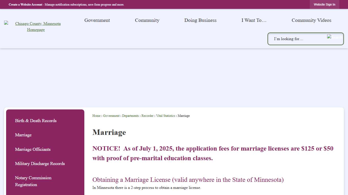 Marriage Chisago County, MN - Official Website