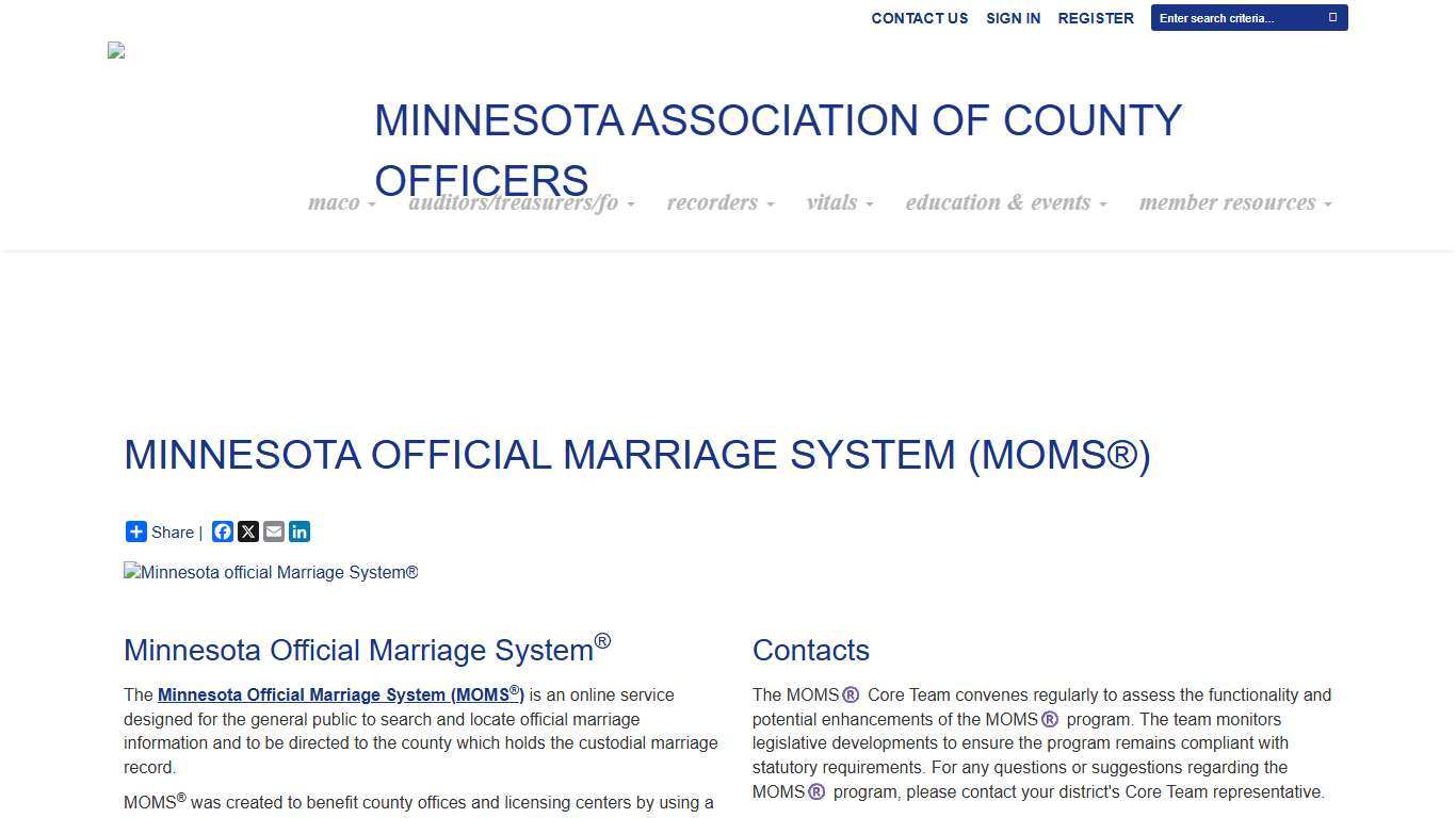Minnesota Official Marriage System (MOMS®)